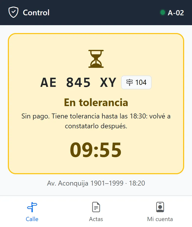 La app del agente: una patente sin pago, en tolerancia, con la cuenta regresiva